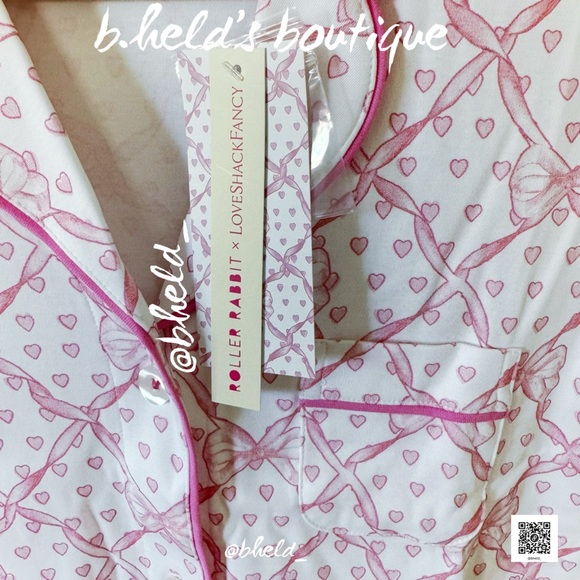 Roller Rabbit x LoveShackFancy Baby Bow Hearts Polo Pajamas in Pink Size XS NWT - Picture 5 of 14